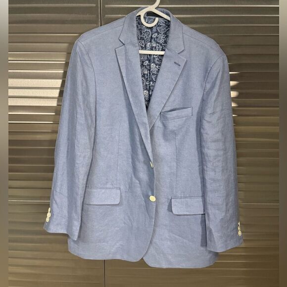 Ralph Lauren Black Label Other - Ralph Lauren Polo 100% Linen 42R Sport Jacket Blazer Blue Paisley Black Label